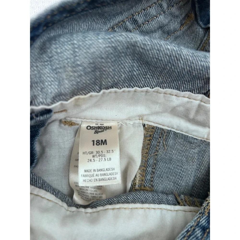 OshKosh Denim Shortalls 18M Blue Floral Trim Overalls Kids‎
